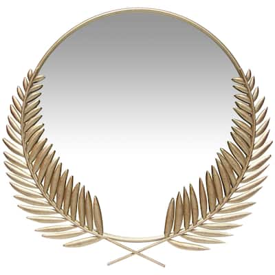Empress 22 inch Decorative Traditional Round Wall Mirror - Brushed Gold - 22 x 2 x 22