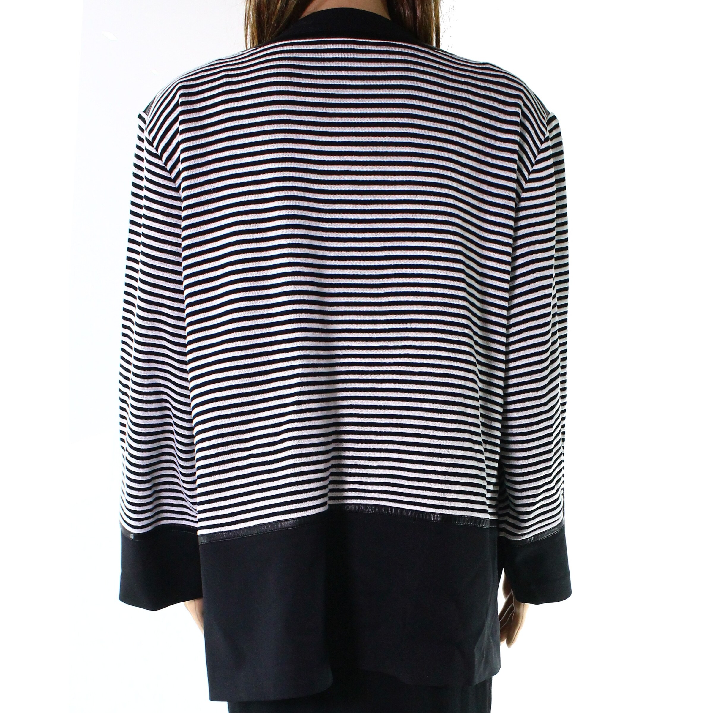 Shop Ming Wang Black White Womens Size 3x Plus Striped Cardigan