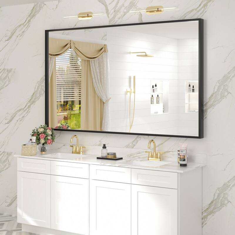 Aluminum Alloy Framed French Cleat Mounted Tempered Glass Wall Vanity Mirror
