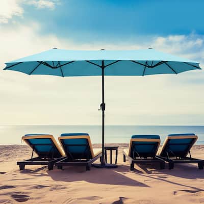 Autlaycil 13ft Extra Large Patio Umbrella with Solar Lights(Without Base)