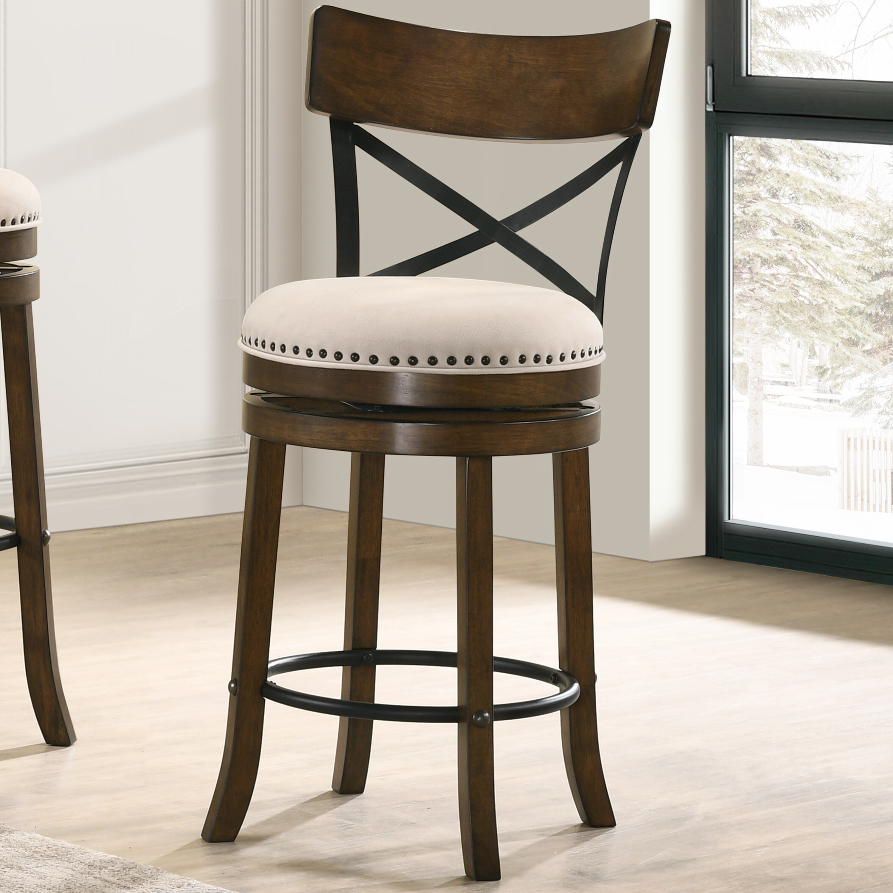 Heidi Modern Farmhouse Swivel Barstools Set of 2 by Furniture of