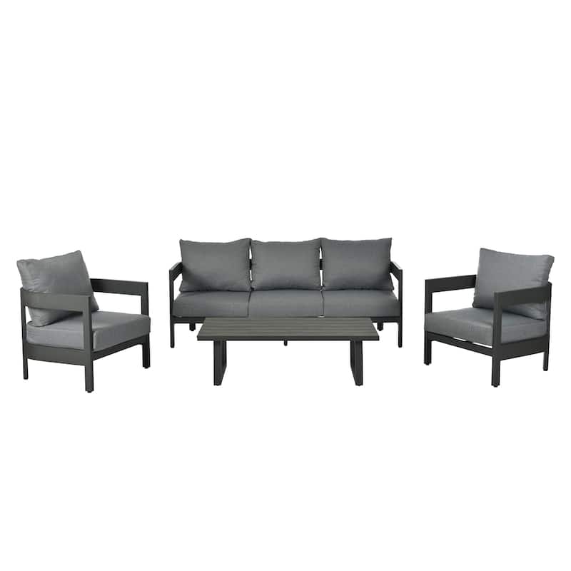 4-Piece Outdoor Seating Set with Thick Cushions