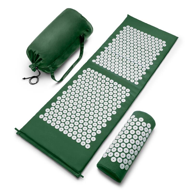 Sivan Health And Fitness Deluxe Acupressure Mat & Pillow Combo Set - Includes Carry Bag - 51" L x 17.5" W x 4" H - Green