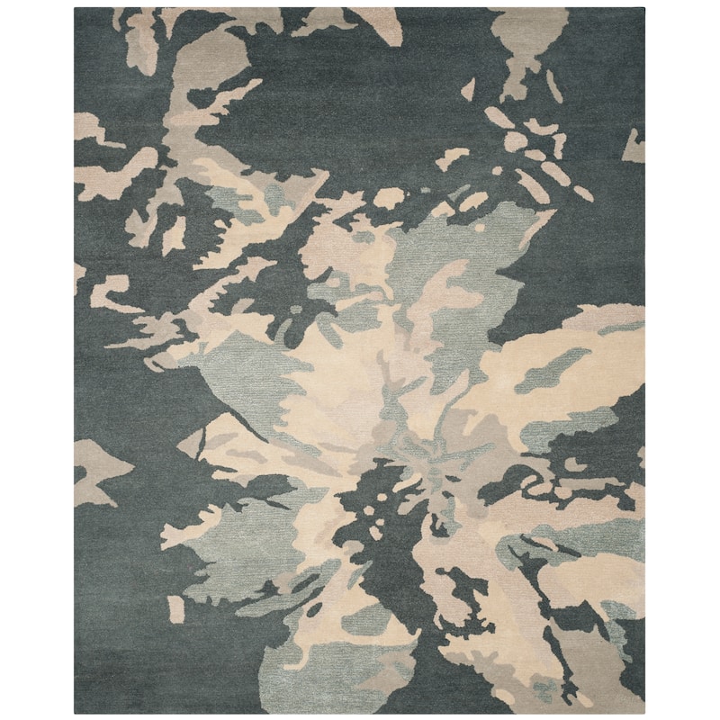 SAFAVIEH Handmade Bella Tinatin Modern Floral Wool Rug - 9' x 12' - Steel Blue