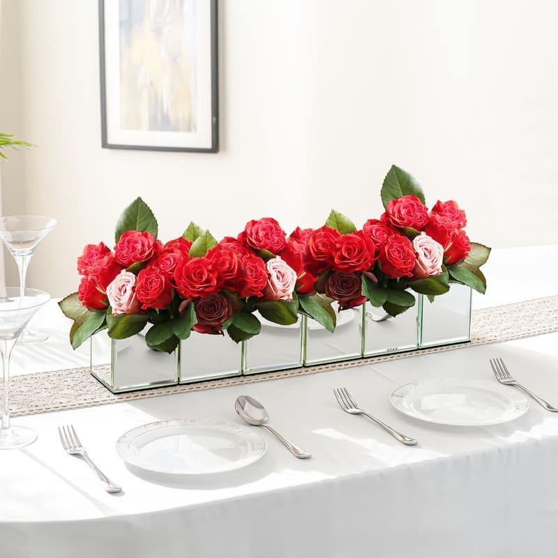 Modern Mirrored Square Vase (Set of 6)