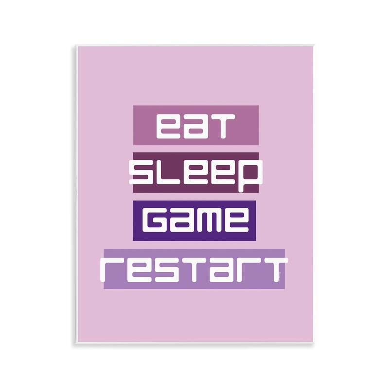 Stupell Eat Sleep Game Restart Wall Plaque Art Design By Yass Naffas Designs - 11 x 14