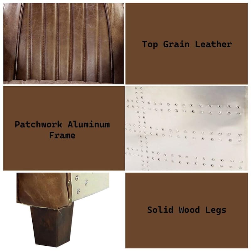 Acme Furniture Brancaster Top Grain Leather Retro Brown Arm Chair