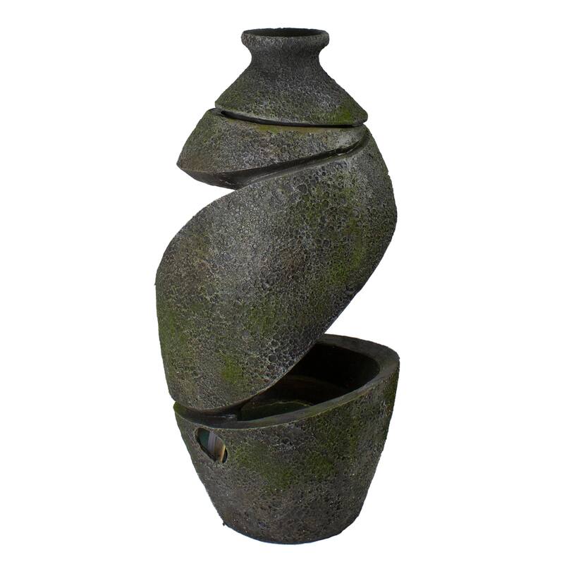 31" Green and Gray Mossy Outdoor Garden Water Fountain