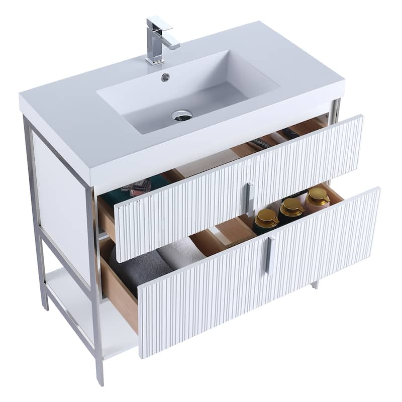 Fine Fixtures Serenity Modern Bathroom Vanity with White Gel Acrylic Top
