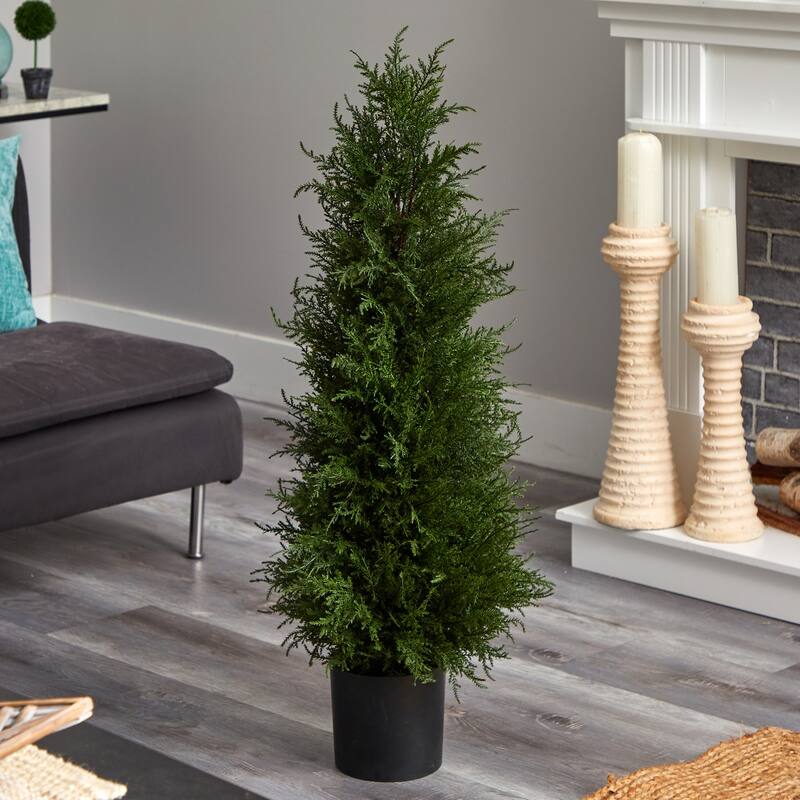 42" Artificial Tree with Black Planter - Home Office Decor, Modern Asian Style, Indoor Plant DÃ©cor - 3.5ft.