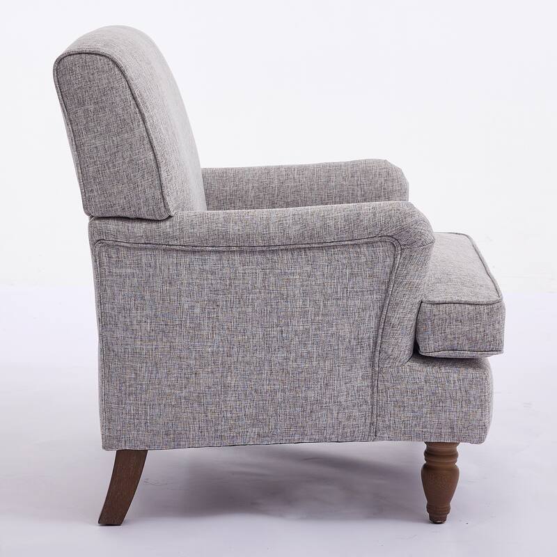 Vintage Upholstered Linen Fabric Armchair