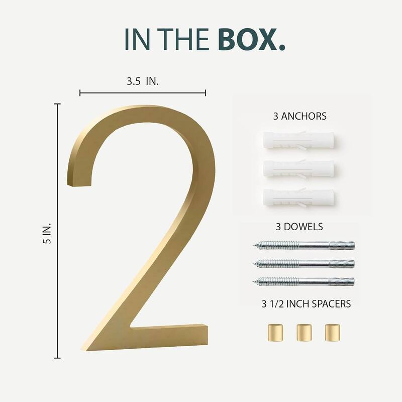 Mega Handles Modern Metal House Numbers | Heavy Duty Outdoor Address Digits | Easy to Install, Floating or Flush Mount Design