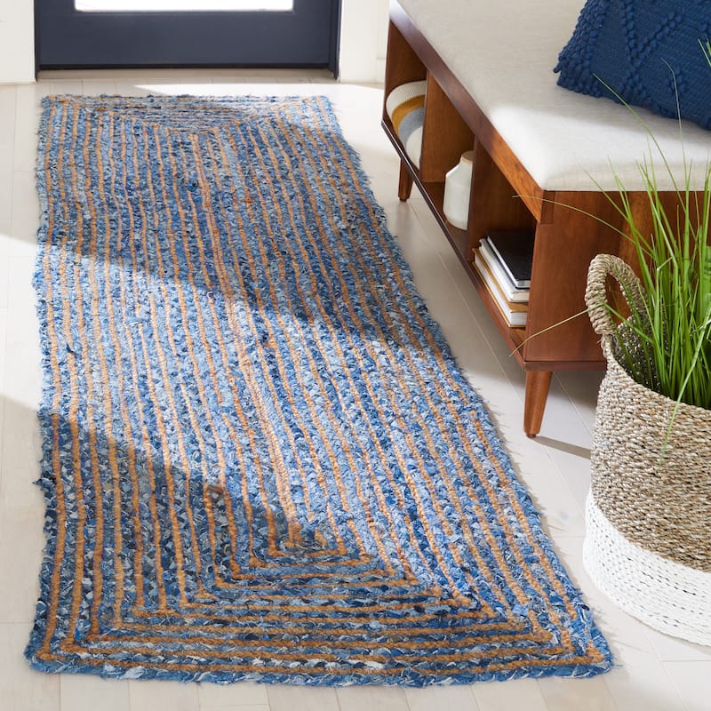 SAFAVIEH Handmade Cape Cod Marget Boho Coastal Jute Rug - 2'3" x 8' Runner - Blue/Natural - Runner