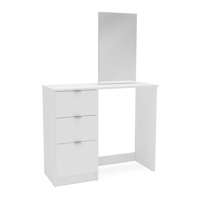 Polifurniture New Minas White Makeup Vanity with Mirror