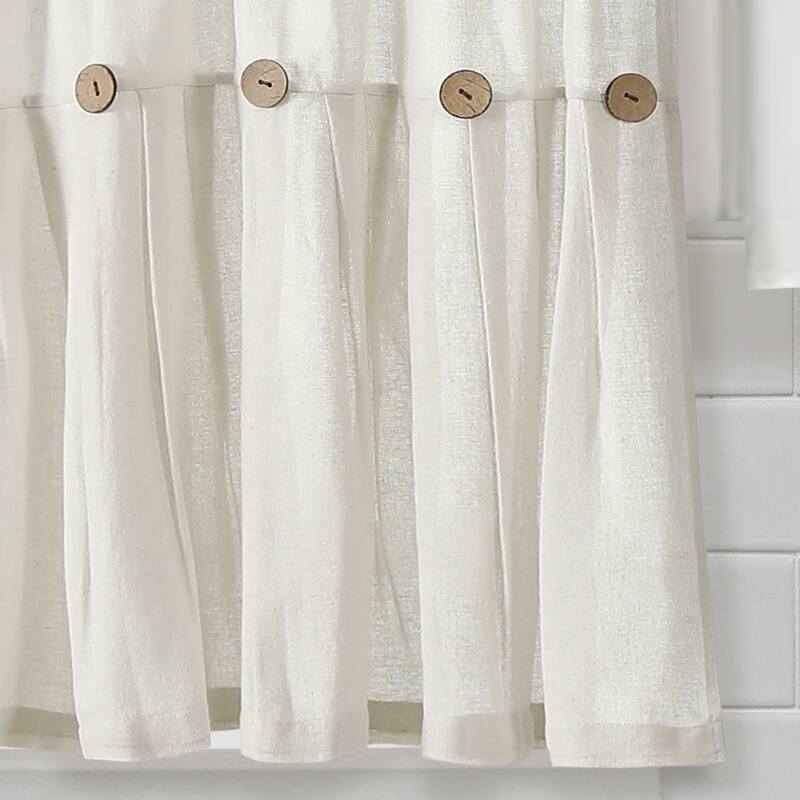 Lush Decor Linen Button Kitchen Tier Window Curtain Panel Pair