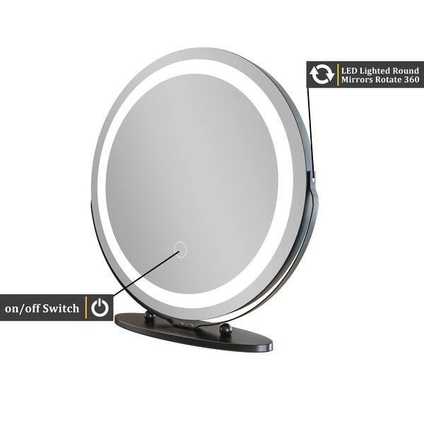 erkki round led metal dresser mirror Erkki Metal Round LED Mirror