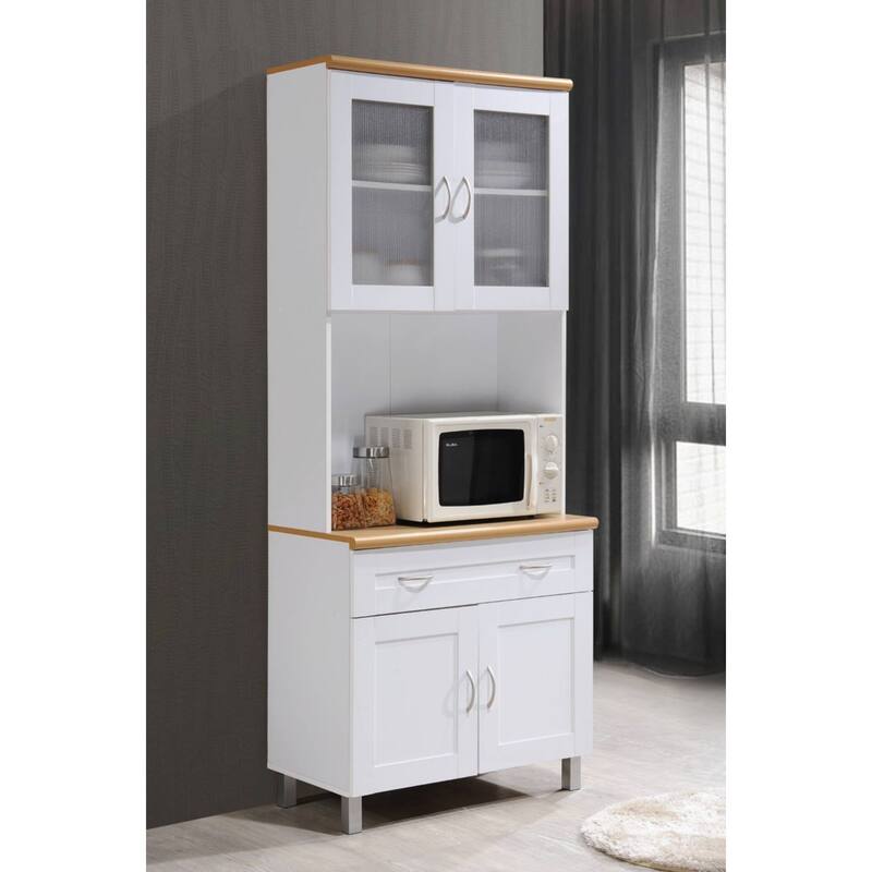 77.5" White Top and Bottom Enclosed Kitchen Cabinet