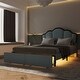 preview thumbnail 2 of 5, Full Size Upholstered Princess Platform Bed with LED and 2 Storage Drawers,Blue