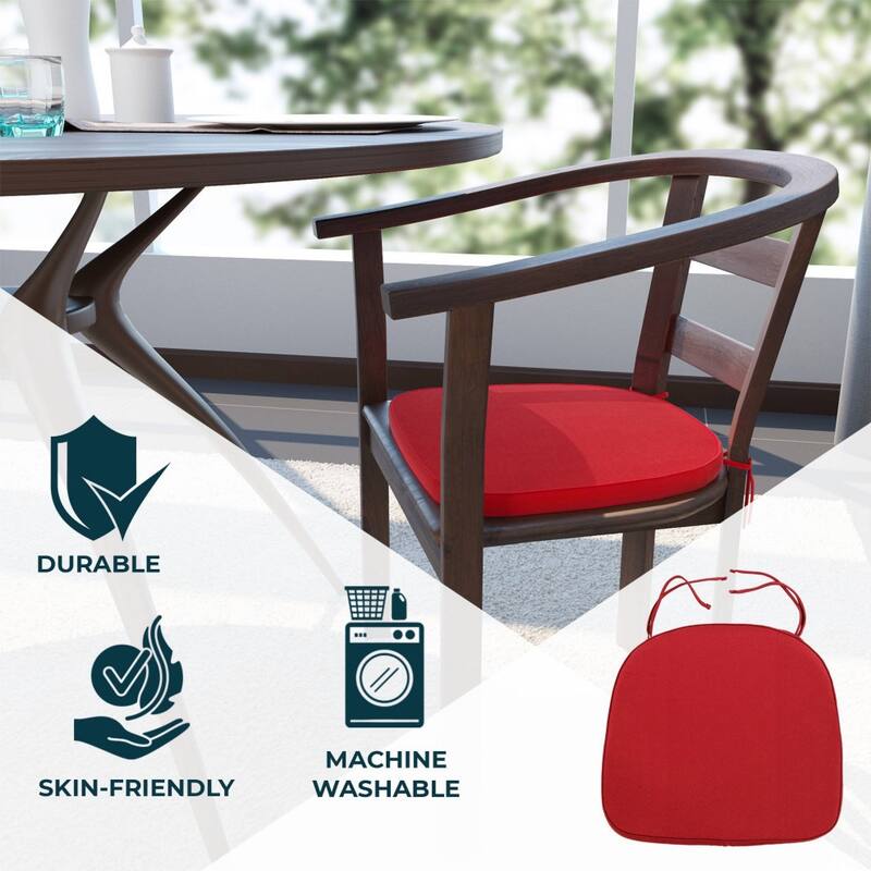 Memory Foam 15" U-Shaped Indoor Outdoor Dining Chair Pad Cushion for Kitchen Patio Garden (Set of 1, 2, 4 or 8)