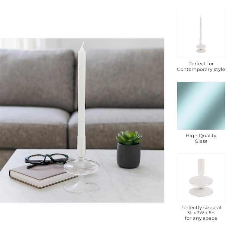 Sculptural Glass Candle Holder with Rounded Accent Base - Modern Tabletop Candle Holder for Any Room