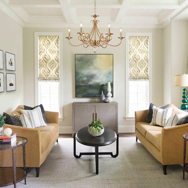 French Country Style 6-Light Candlestick Metal Chandelier - 28.7 in