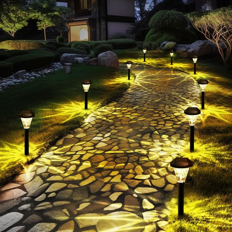 Solar Outdoor Landscape Lights, Waterproof Outdoor Solar Lights for Garden and Patio, Warm White - 12 Pack