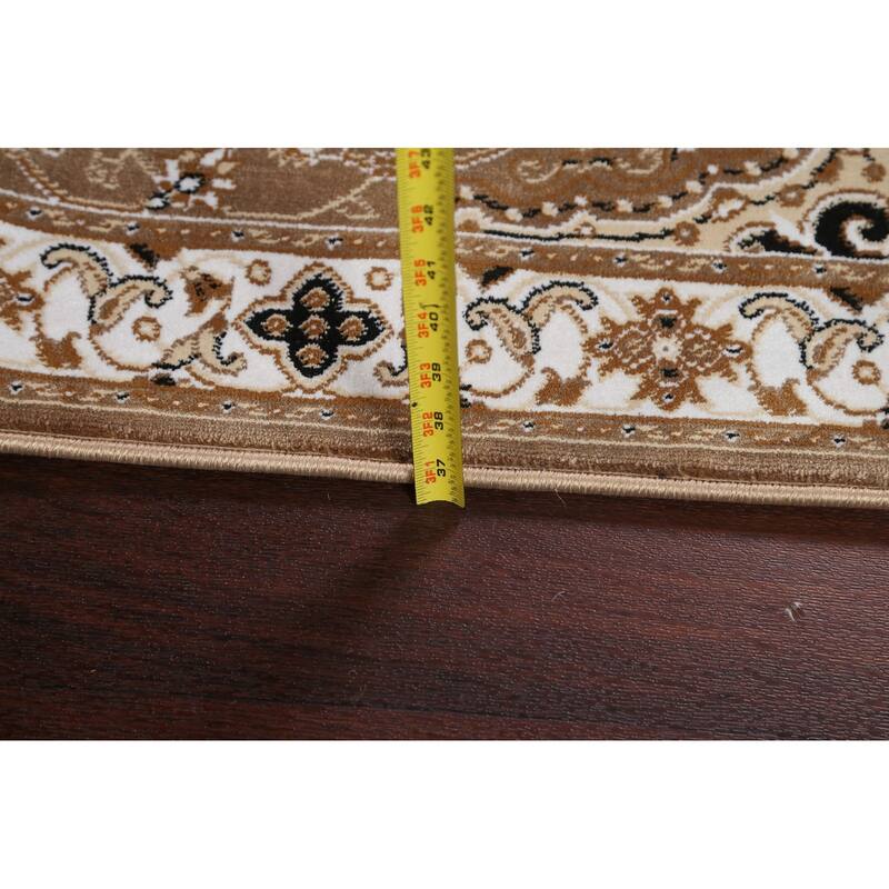 Traditional Brown Floral Oriental Tabriz Area Rug Turkish Carpet