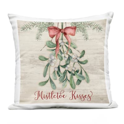 Stupell Rustic Mistletoe Kisses Printed Outdoor Throw Pillow Design by Mollie B.
