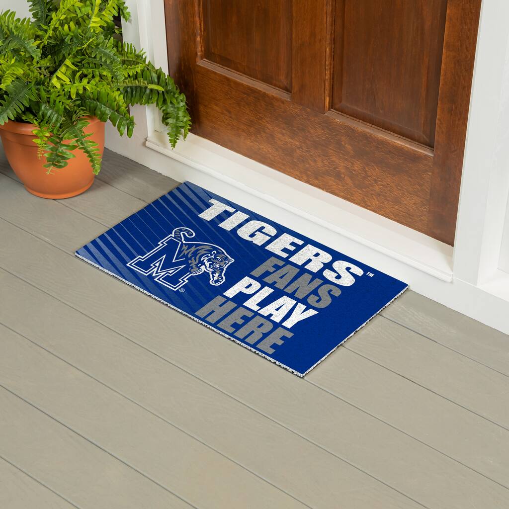 28 in. x 16 in. University of Memphis "Fans Play Here" PVC Door Mat