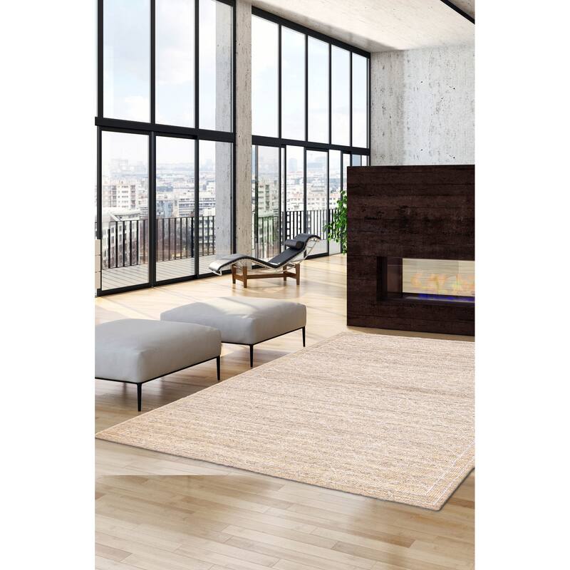 ECARPETGALLERY Hand-knotted Tangier Light Khaki Silk, Wool Rug - 5'0 x 7'9