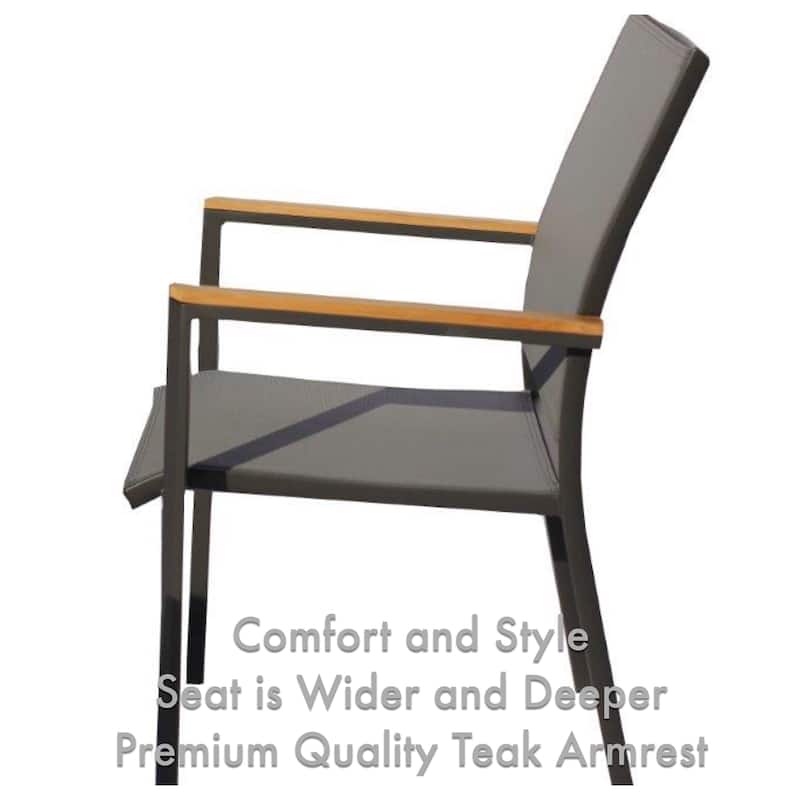 Catania Dark Gray 9-Piece Aluminum Outdoor Dining Set with Sling Set in Pewter - N/A