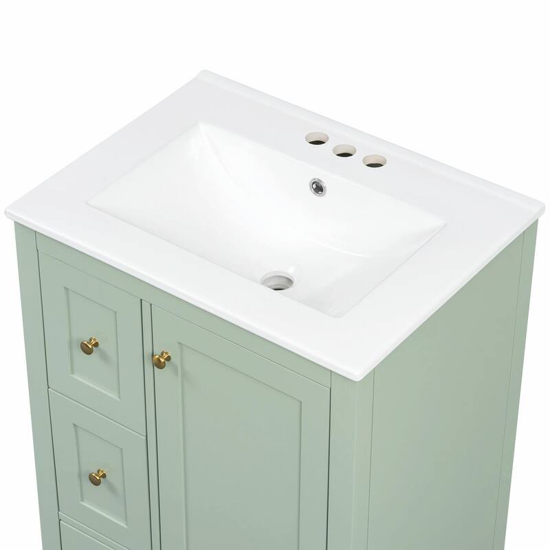 24-Inch Bathroom Vanity with Storage, Adjustable Shelf, Removable Dividers