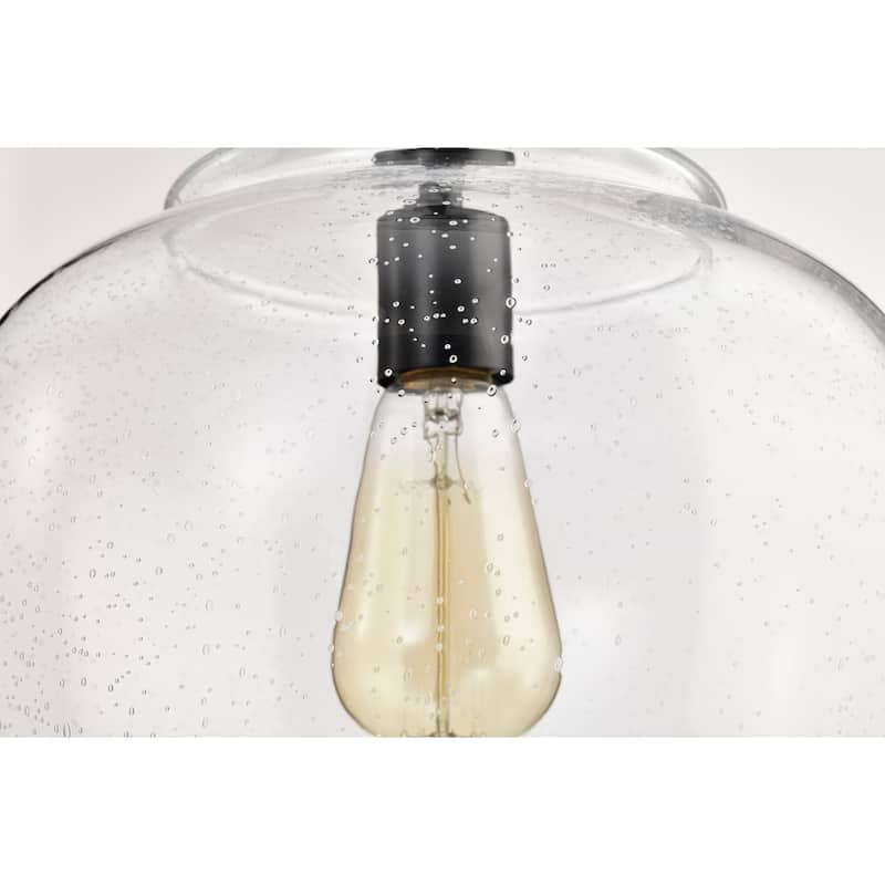 Tasio Matte Black Pendant Light with Clear Decanter Glass Shade - Matte Black
