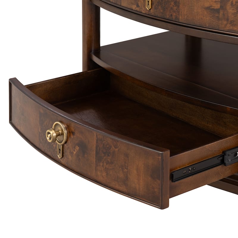 Furniture of America Prylen Modern Dark Cherry Solid Wood 2-Drawer Nightstand With LED Light And USB Ports