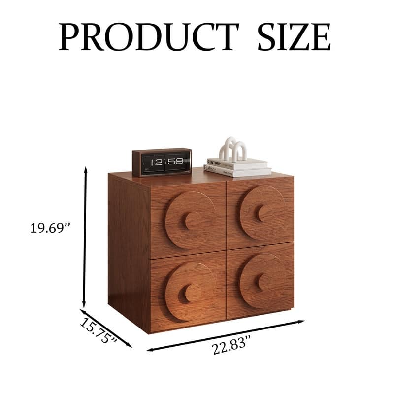 Modern 1-4 Pieces Modular Walnut Color Cabinets,TV Stands with Brown Solid Wood Veneer, Drawers & Caninets