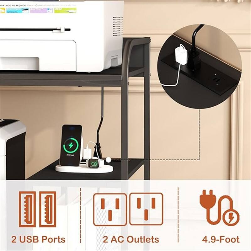 Printer Stand with Wheels Large Printer Stand with Storage for Office and Home - ‎34 x 20 x 4.5 inches