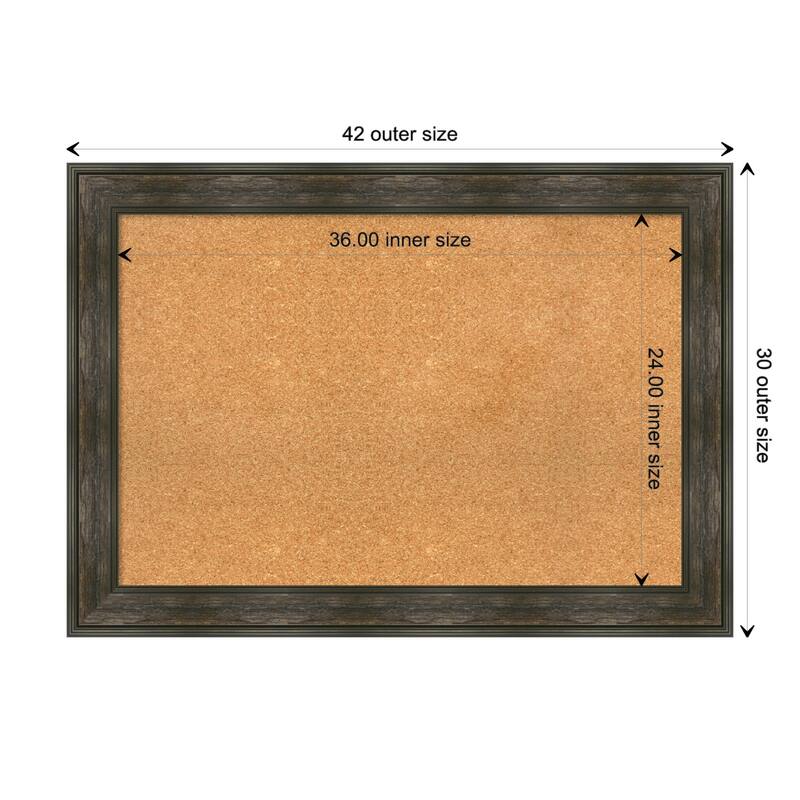 Rail Rustic Char Framed Natural Corkboard Bulletin Board - Board Size 36x24