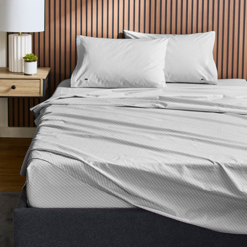 Lacoste Mini Geo Logo Percale Cotton 4-Piece Sheet Set