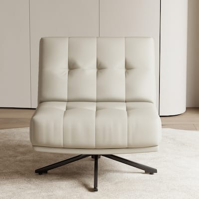 Leather 360-Degree Rotating Single Chair with Eco-Leather Upholstery - 27.55"Wx27.55"Dx34.64"H