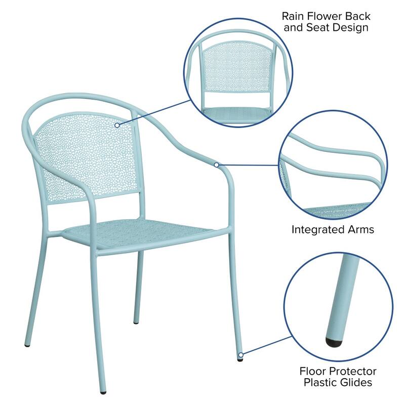 5 Pack Indoor-Outdoor Steel Patio Arm Chair with Round Back