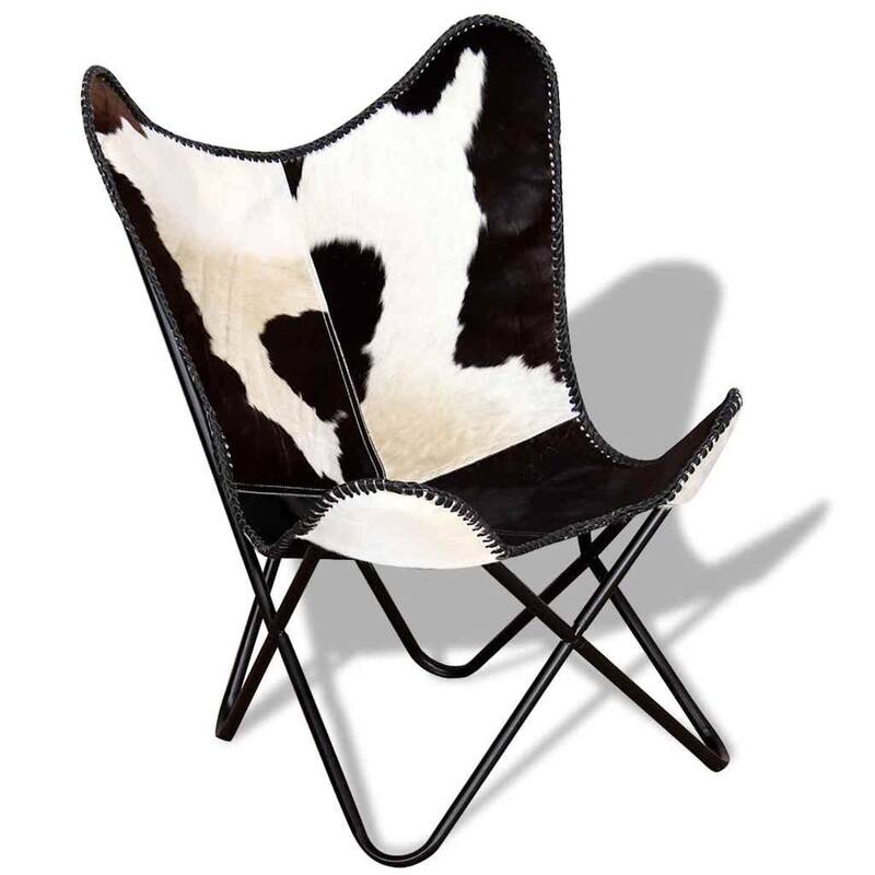 vidaXL Butterfly Chair, 17.91 x 25.79 x 4.13 Inches, Black & White