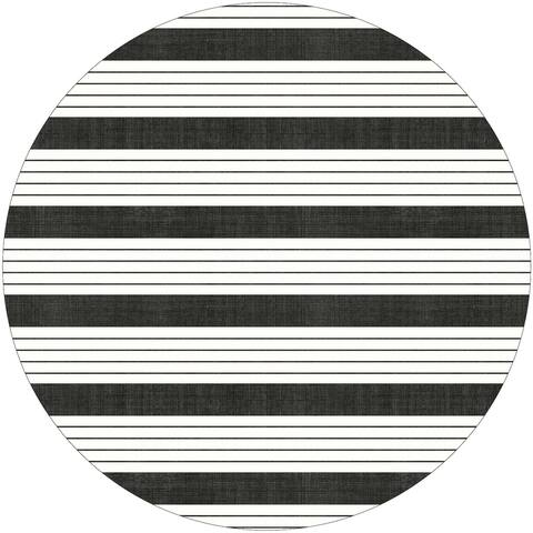 TICKING STRIPED CHARCOAL Outdoor Rug By Becky Bailey