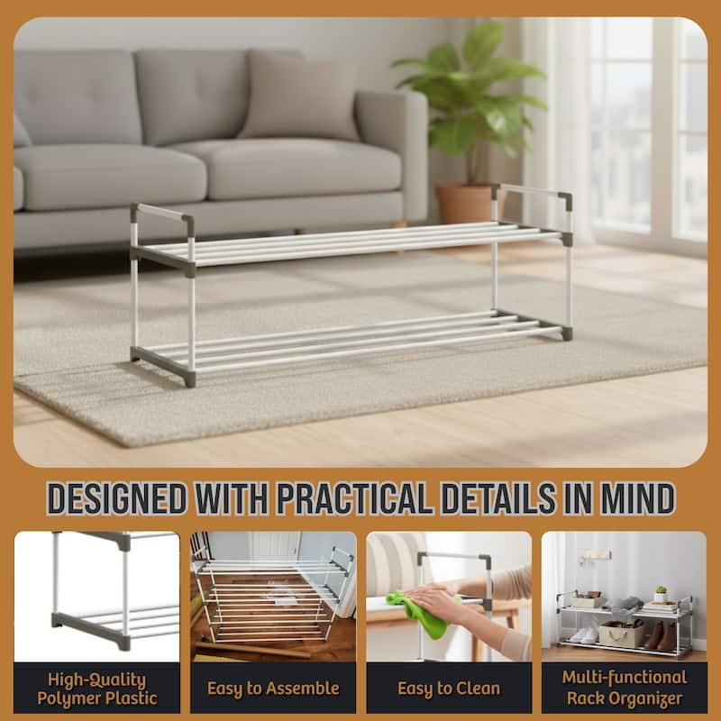 Shoe Rack - Shoe Organizer for Closet, Bathroom, Entryway by Home-Complete (White)