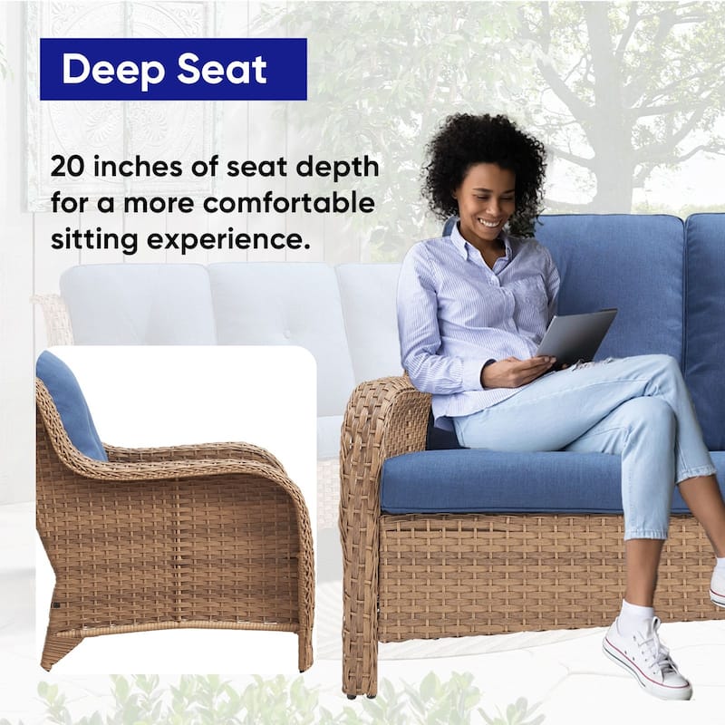 Gymojoy Stylish Patio Loveseat 2 Seat Sofa with Water-Resistant Olefin Cushions