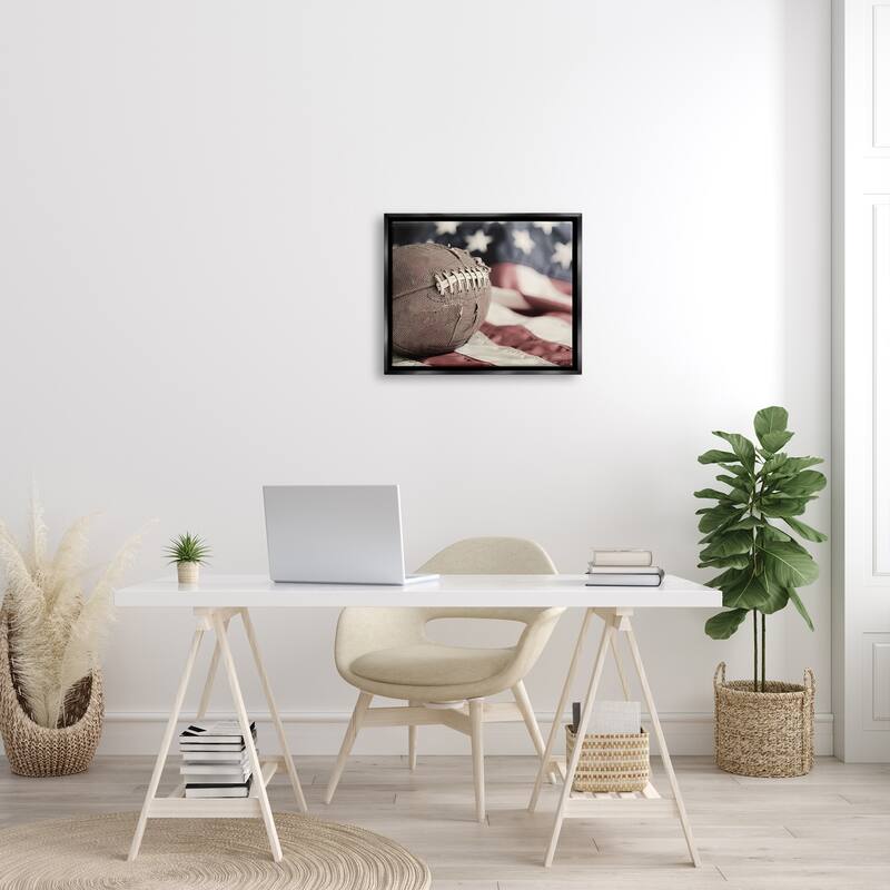 Stupell Football & American Flag Framed Floater Canvas Wall Art Design by Lori Deiter