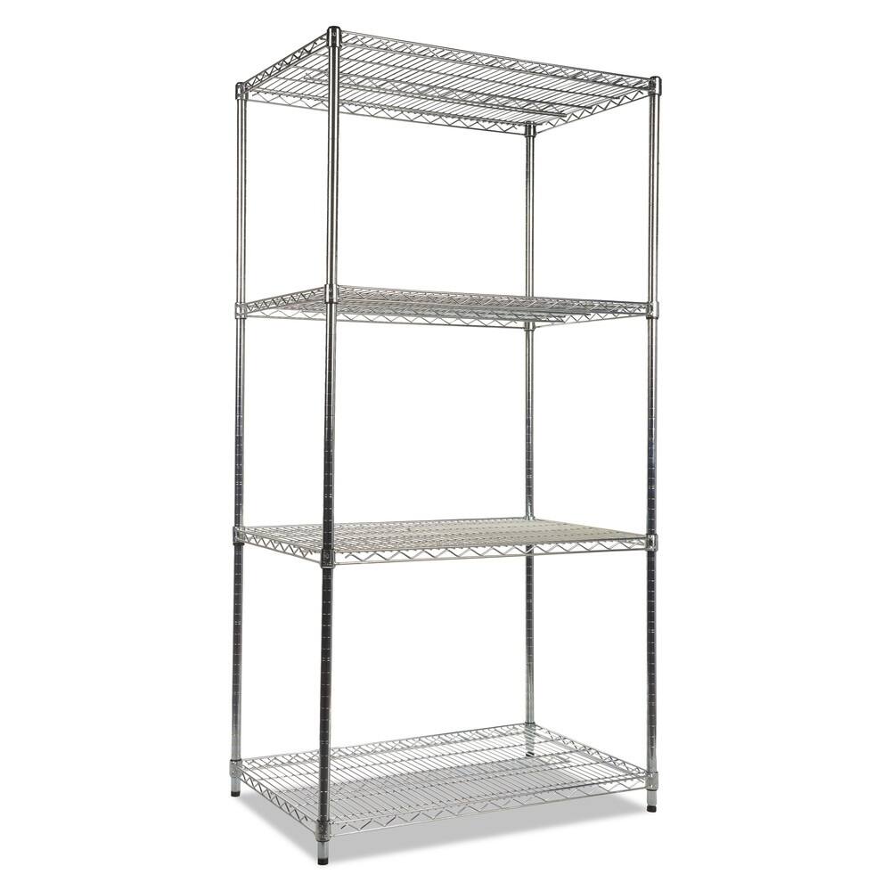 Industrial Heavy Duty Wire Shelving Starter Kit, 4-Shelf, 36w X 24d X 72h,silver