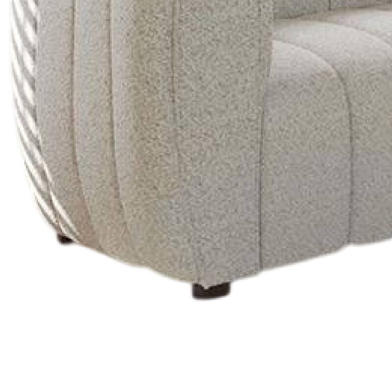 Hery Loveseat, 65 Inch, White Boucle, Vertical Channel Tufted Details