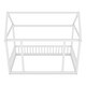 preview thumbnail 9 of 25, Twin Size Floor Kids Bed with House Roof Frame and Guardrails, White