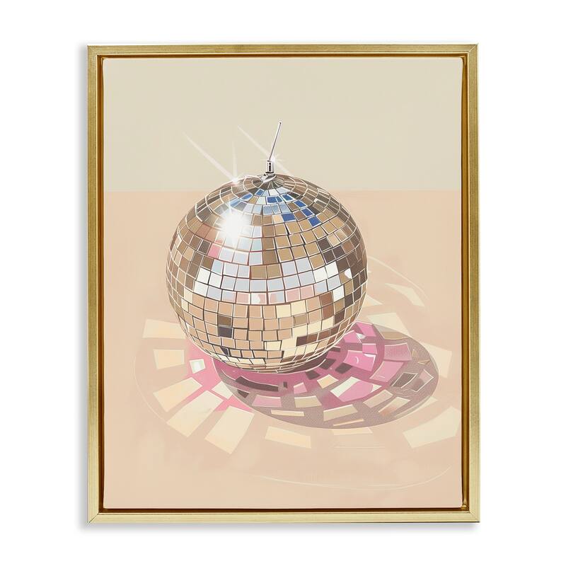 Stupell Dazzling Disco Ball Refraction Framed Floater Canvas Wall Art Design By Arlington Prints - 25 x 31 - Gold