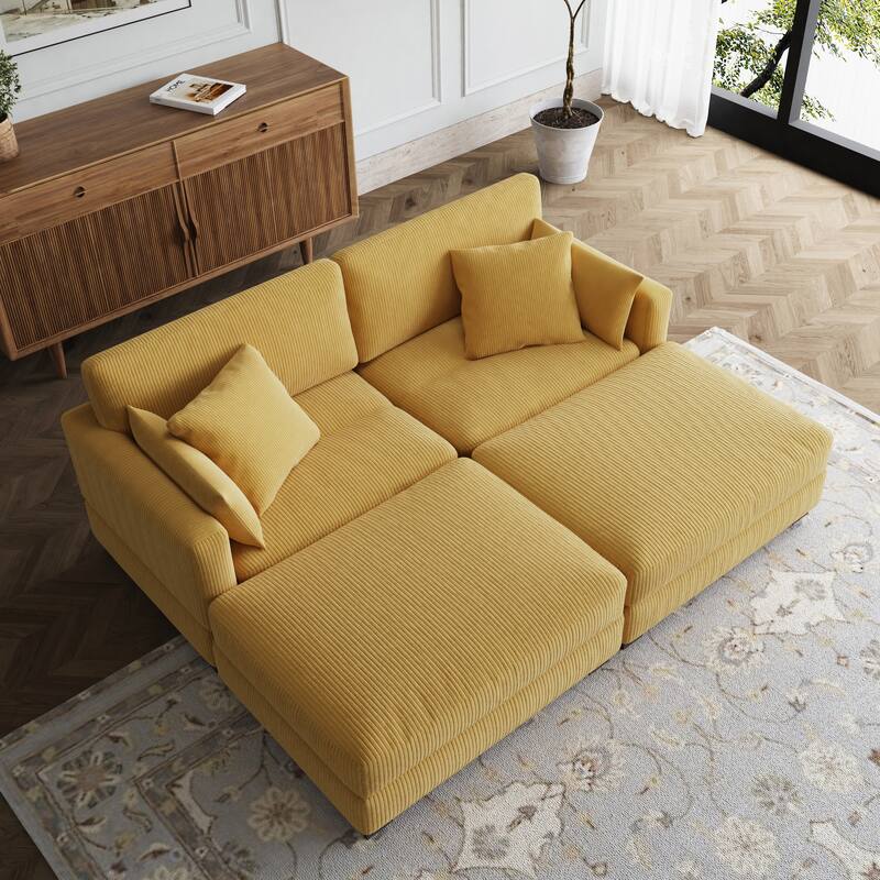 Sectional Sofa Set Modular Couch with Ottomans